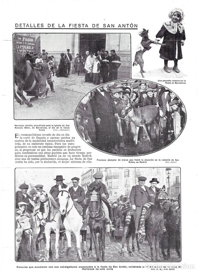 Coleccionismo de Revistas y Peri&oacute;dicos: 1913 HOJA REVISTA BARCELONA FIESTA DE SAN ANT&Oacute;N IGLESIA DE SAN ANTONIO ABAD CABALLO NI&Ntilde;A CON PERRO