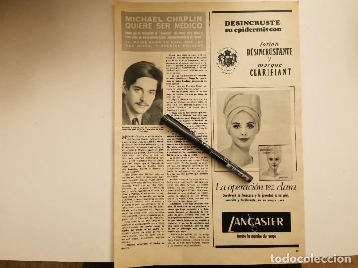 Coleccionismo de revistas y peri&oacute;dicos: MICHAEL CHAPLIN QUIERE SER M&Eacute;DICO RECORTE REVISTA 1967