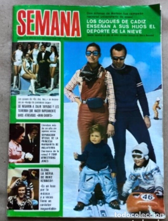 Coleccionismo de Revistas y Peri&oacute;dicos: REVISTA SEMANA N&deg; 1885, DEL A&Ntilde;O 1976. LOS DUQUES DE C&Aacute;DIZ EN LA NIEVE CON FRAN Y CAYETANO,...