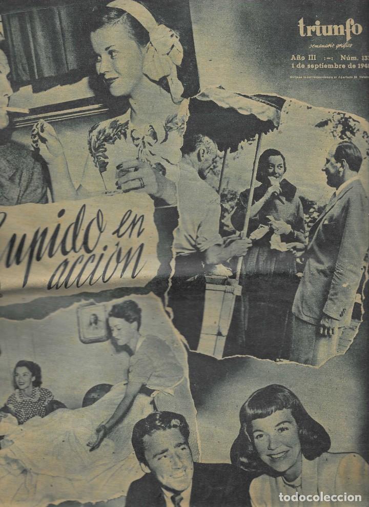 Coleccionismo de Revistas y Peri&oacute;dicos: TRIUNFO SEMANARIO GR&Aacute;FICO. 1 DE SEPTIEMBRE 1948. CUPIDO EN ACCI&Oacute;N. M.DIETRICH, CARMEN AMAYA,BAR&Ccedil;A,