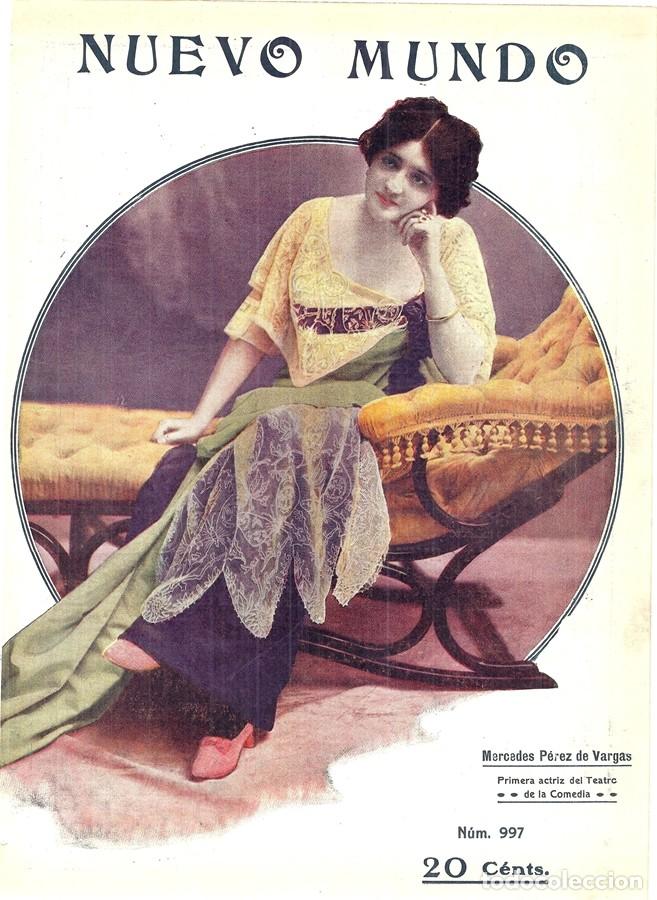 Coleccionismo de revistas y peri&oacute;dicos: 1913 HOJA REVISTA PORTADA ARTISTA MERCEDES P&Eacute;REZ DE VARGAS PRIMERA ACTRIZ TEATRO DE LA COMEDIA