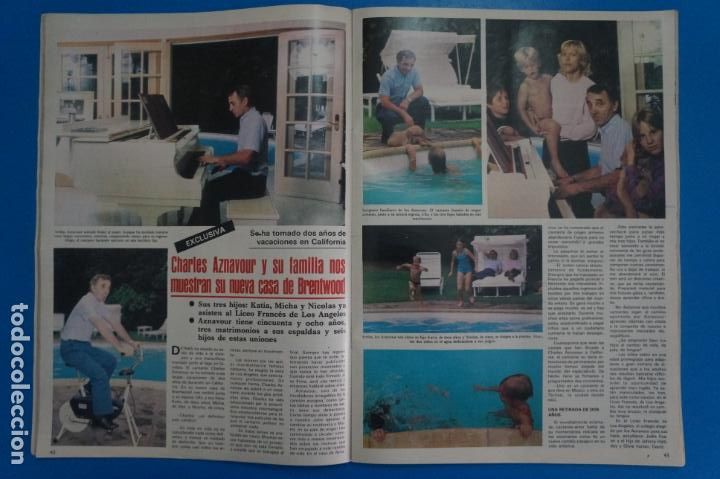 Coleccionismo de Revistas y Peri&oacute;dicos: RECORTE CLIPPING DE CHARLES AZNAVOUR Y SU FAMILIA REVISTA SEMANA N&ordm; 2239 PAG. 42 AL 45 L35