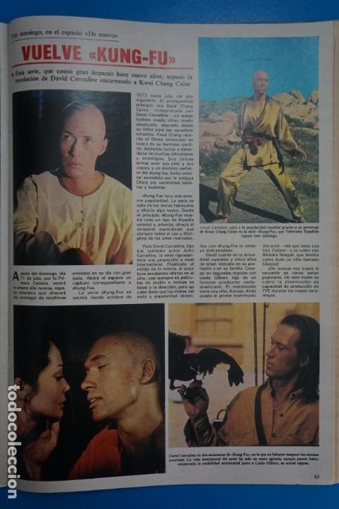 Coleccionismo de Revistas y Peri&oacute;dicos: RECORTE CLIPPING DE KUNG FU DAVID CARRADINE REVISTA SEMANA N&ordm; 2213 PAG. 63 L35