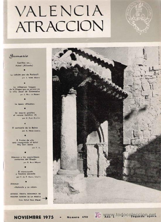 Coleccionismo de revistas y peri&oacute;dicos: Antigua revista VALENCIA ATRACCI&Oacute;N - 1975 * Petrel * Cocentaina * La Balma * Ademuz * Portacoeli *