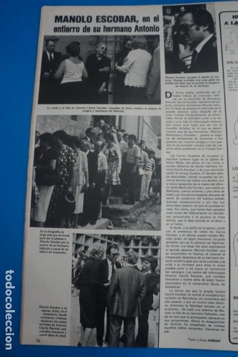 Coleccionismo de Revistas y Peri&oacute;dicos: RECORTE CLIPPING DE MANOLO ESCOBAR REVISTA SEMANA N&ordm; 2223 PAG. 78 L40