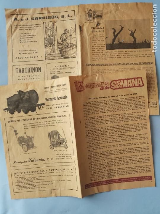 Coleccionismo de Revistas y Peri&oacute;dicos: HOJAS REVISTA LA SEMANA VITIVIN&Iacute;COLA - TABLA MERCADO VINO Y ALCOHOLES 1967/68 1968/69