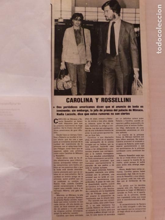 Coleccionismo de Revistas y Peri&oacute;dicos: RECORTE CLIPPING DE CAROLINA DE MONACO Y ROSSELLINI REVISTA SEMANA N&ordm; 2254 PAG. 5 L34