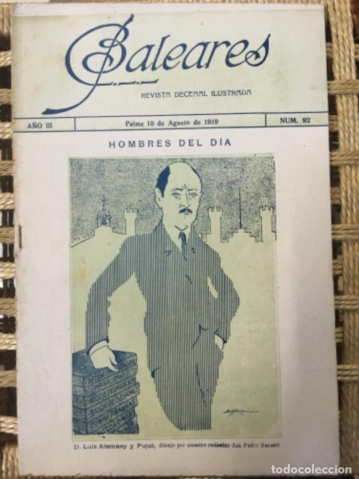 Coleccionismo de revistas y peri&oacute;dicos: REVISTA BALEARES, LITERATURA, ARTE, COMERCIO, NUMERO 92, 1919