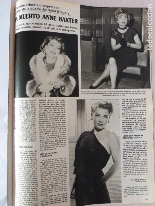 Coleccionismo de Revistas y Peri&oacute;dicos: RECORTE CLIPPING DE ANNE BAXTER REVISTA SEMANA N&ordm; 2393 PAG. 103 L34