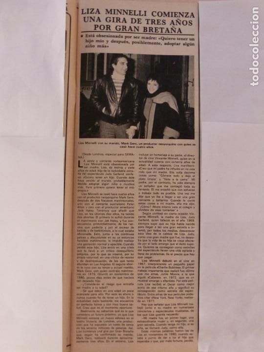 Coleccionismo de Revistas y Peri&oacute;dicos: RECORTE CLIPPING DE LIZA MINNELLI Y MARK GERO REVISTA SEMANA N&ordm; 2258 PAG. 15 L37