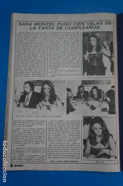 Coleccionismo de revistas y peri&oacute;dicos: RECORTE CLIPPING DE SARA MONTIEL REVISTA PRONTO N&ordm; 202 PAG.72 L1