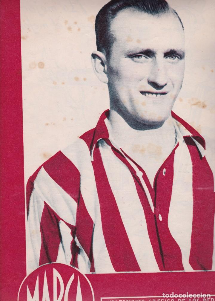Collezionismo di Riviste e Giornali: Marca n&ordm; 117 Madrid 1945 Bertol Atl&eacute;tico de Bilbao el Gij&oacute;n vence al Sevilla 3-1 Homenaje Campanal