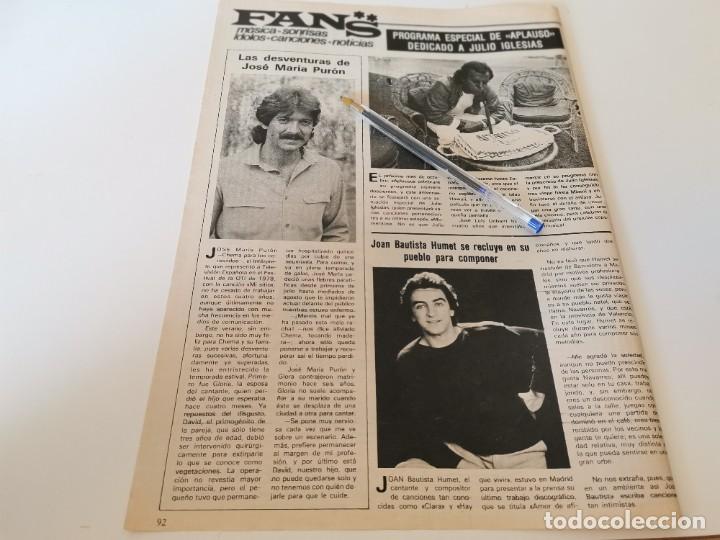 Coleccionismo de Revistas y Peri&oacute;dicos: JULIO IGLESIAS, JOAN BAUTISTA HUMET Y JOS&Eacute; MARIA PURON RECORTE REVISTA 1982