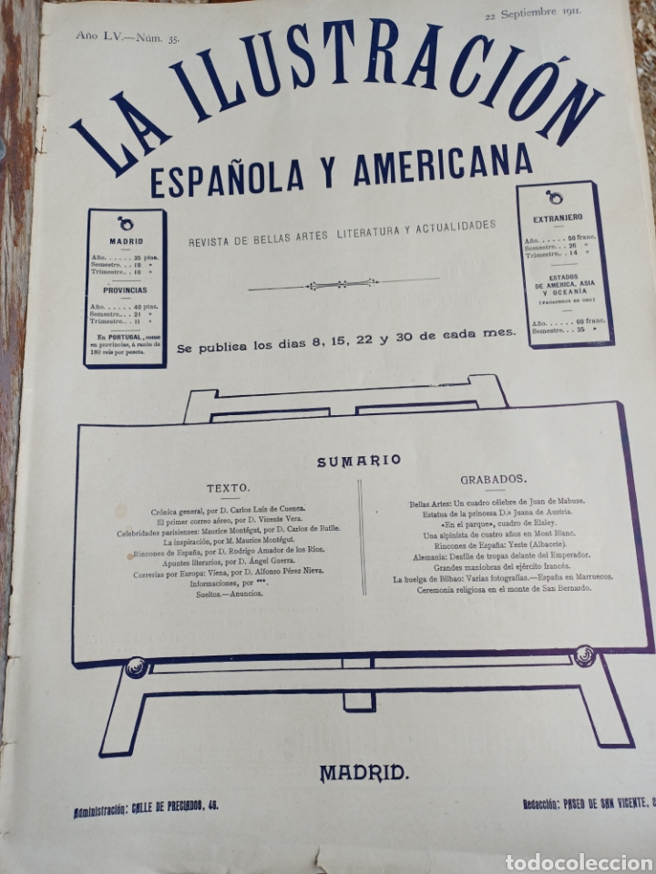Colecionismo de Revistas e Jornais: REVISTA 1911.FOTOS HUELGA DE BILBAO- YESTE ,ALBACETE- ESPA&Ntilde;A EN MARRUECOS
