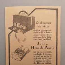 Collectionnisme de Revues et Journaux: HOJA PUBLICIDAD REVISTA ORIGINAL CIRCA 1925. JABON HENO DE PRAVIA, PERFUMERIA GAL, NECESER DE VIAJE. Lote 260672890