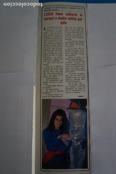 Coleccionismo de Revistas y Peri&oacute;dicos: RECORTE CLIPPING DE LUCIA EUROVISION REVISTA SEMANA N&ordm; 2208 PAG. 51 L39