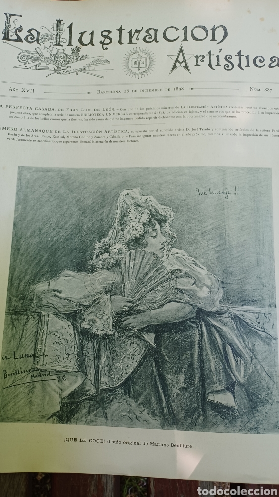 Collectionnisme de Revues et Journaux: REVISTA 1898 PORTADA DE BENLLIURE , &iexcl;QUE LE COGE &iexcl;- GRABADOS DE GARC&Iacute;A RAMOS , LA MISA DEL GALLO