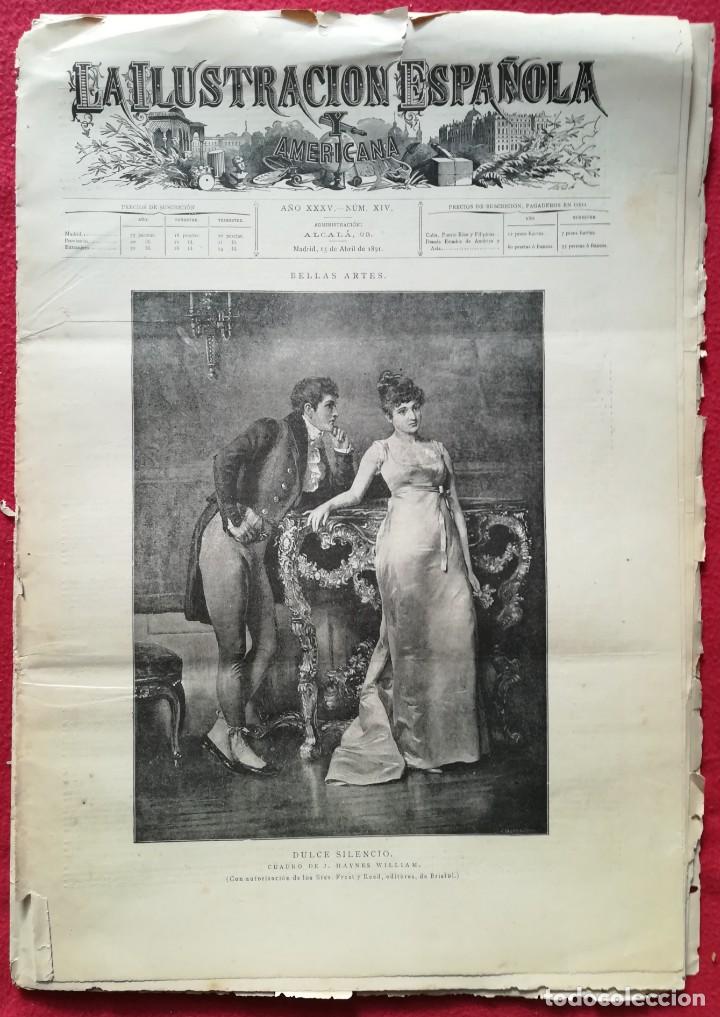 Coleccionismo de revistas y peri&oacute;dicos: ILU.ESPA&Ntilde;OLA Y AMERICANA - 1891 - SEVILLA - EL ALAMEDAL, PUENTE DE ACERO - ROMA -