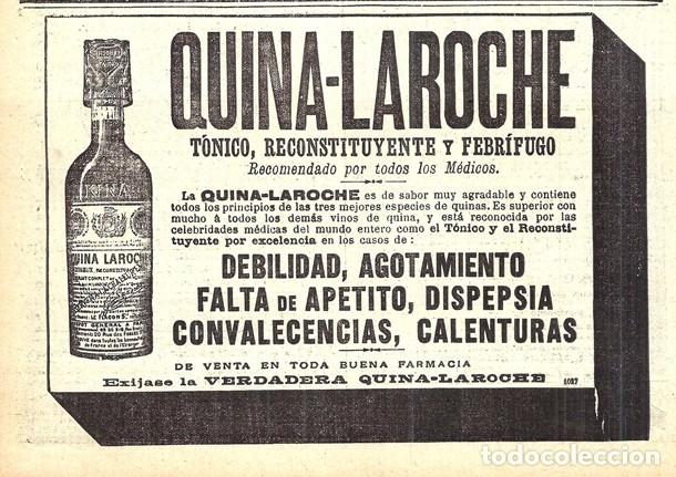 Coleccionismo de Revistas y Peri&oacute;dicos: 1913 HOJA REVISTA PUBLICIDAD ANUNCIO PRODUCTO FARMAC&Eacute;UTICO QUINA LAROCHE T&Oacute;NICO RECONSTITUYENTE