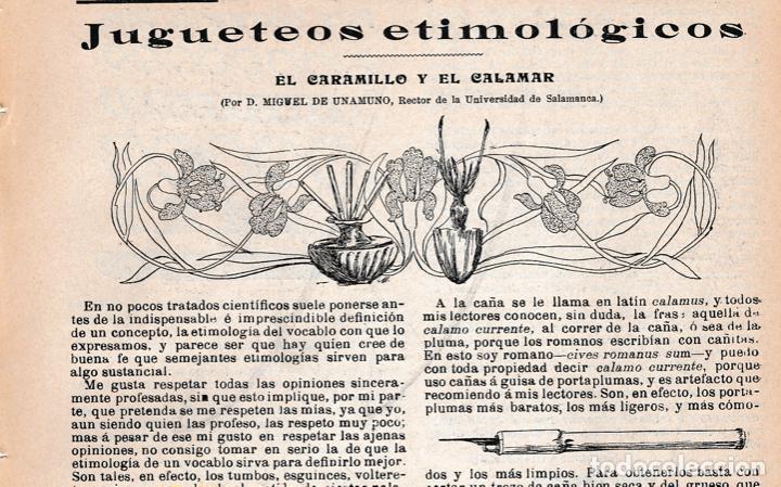 Coleccionismo de revistas y peri&oacute;dicos: Jugueteos etimol&oacute;gicos: el caramillo y el calamar / Miguel de Unamuno -1903