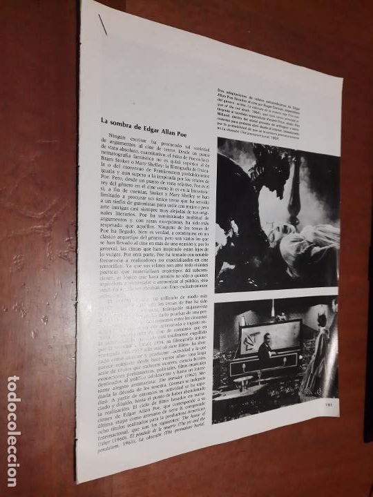 Coleccionismo de revistas y peri&oacute;dicos: EDGAR ALLAN POE EN EL CINE. 6 P&Aacute;GINAS. ART&Iacute;CULO. EXTRAIDO DE UNA REVISTA. BUEN ESTADO.
