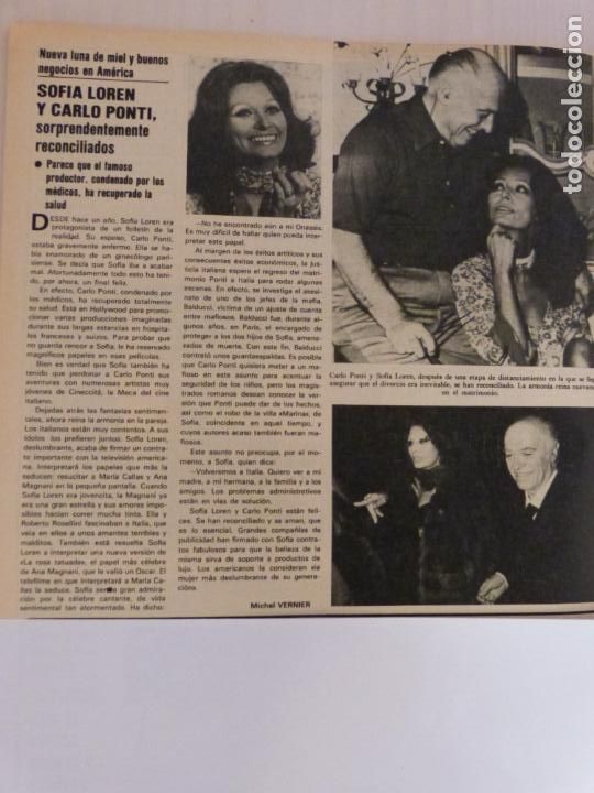 Coleccionismo de Revistas y Peri&oacute;dicos: RECORTE CLIPPING DE SOFIA LOREN Y CARLO PONTI REVISTA SEMANA N&ordm; 2232 PAG. 108 L41