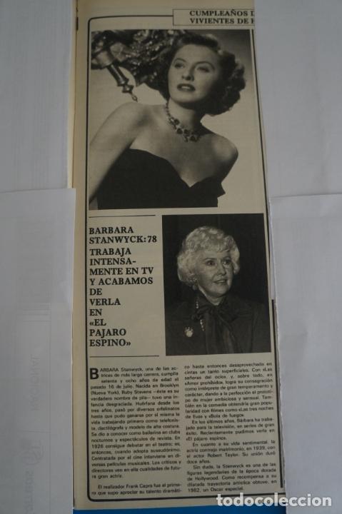 Coleccionismo de Revistas y Peri&oacute;dicos: RECORTE CLIPPING DE BARBARA STANWYCK ACTRIZ REVISTA SEMANA N&ordm; 2372 PAG. 33 L38