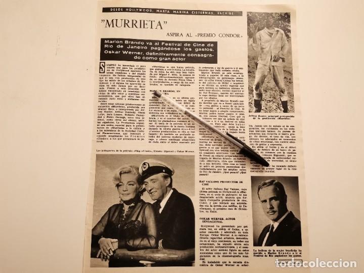 Coleccionismo de Revistas y Peri&oacute;dicos: MARLON BRANDO, OSKAR WERNER, SIMONE SIGNORET, JEFFREY HUNTER MURRIETA RECORTE REVISTA 1965