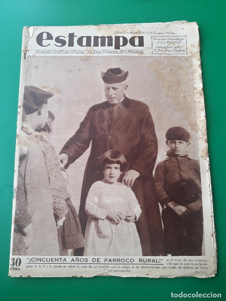 Collezionismo di Riviste e Giornali: ESTAMPA N&ordm; 314 13 ENERO 1934 - 50 A&Ntilde;OS DE PARROCO RURAL - MAGNICIDIOS - LEPRA EN ESPA&Ntilde;A - CINE