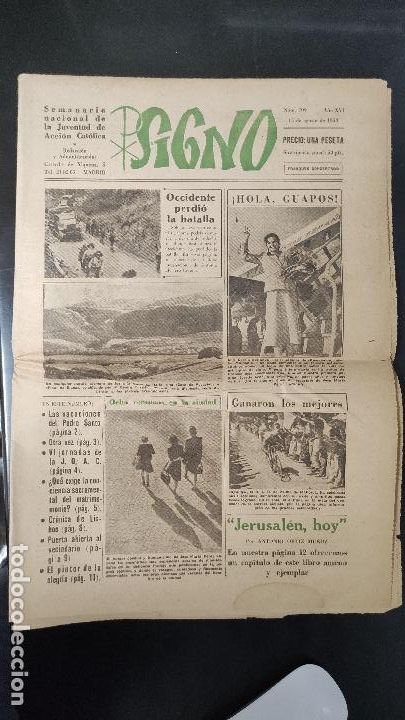 Collezionismo di Riviste e Giornali: SEMANARIO NACIONAL DE LA JUVENTUD DE ACCI&Oacute;N CAT&Oacute;LICA - AGOSTO 1953 P SIGNO