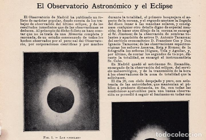 Coleccionismo de revistas y peri&oacute;dicos: * MADRID * El observatorio Astron&oacute;mico y el eclipse -1900