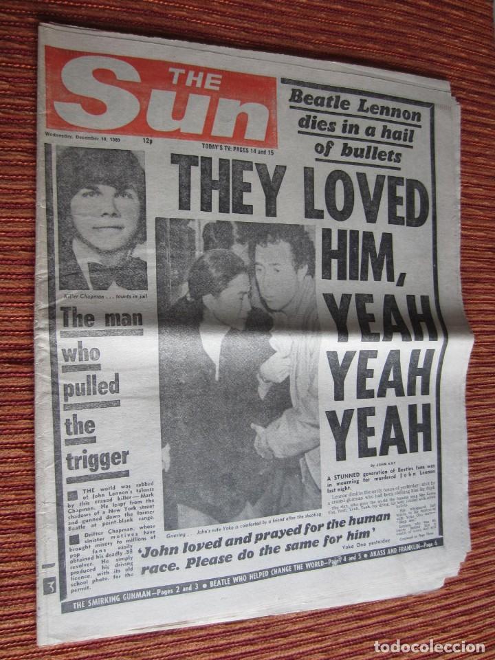 Coleccionismo de Revistas y Peri&oacute;dicos: 1980-ASESINATO MUERTE DE JOHN LENNON.BEATLES.PERI&Oacute;DICO INGL&Eacute;S THE SUN.10 DE DICIEMBRE.ORIGINAL