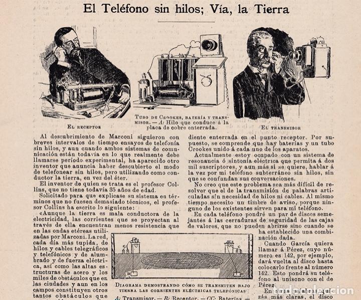 Collection Magazines and Newspapers: El tel&eacute;fono sin hilos; v&iacute;a, la tierra (invento Collins) - 1900
