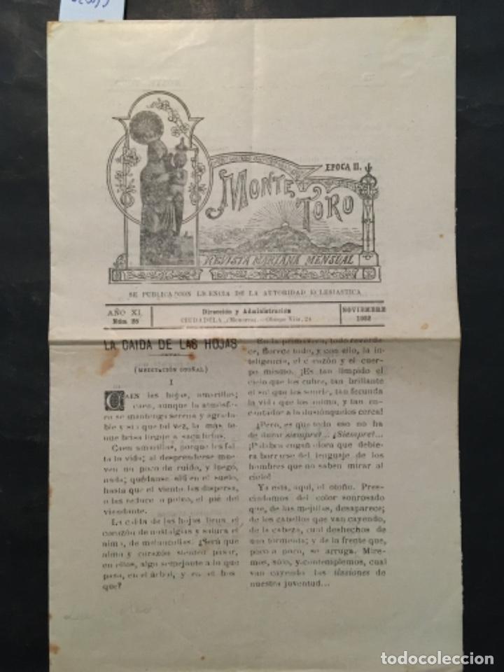 Collezionismo di Riviste e Giornali: REVISTA MARIANA MENSUAL MONTE TORO, CIUDADELA, MENORCA, NOVIEMBRE 1922