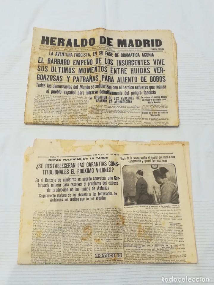 Coleccionismo de revistas y peri&oacute;dicos: peri&oacute;dico Heraldo de Madrid 8 agosto 1936 m&aacute;s hoja sin fecha