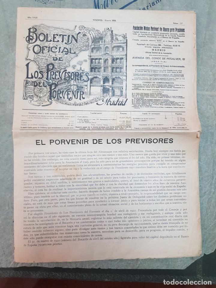 Coleccionismo de revistas y peri&oacute;dicos: ANTIGUO PERIODICO BOLETIN LOS PREVISORES DEL PORVENIR MUTUA AHORROS PENSIONES 1926