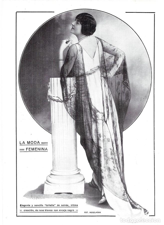 Colecionismo de Revistas e Jornais: 1913 HOJA REVISTA MODA FEMENINA MODELO MUJER CON VESTIDO 'TOILETTE' DE SOIR&Eacute;&Eacute;