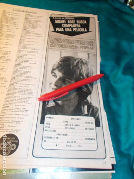 Coleccionismo de Revistas y Peri&oacute;dicos: RECORTE : MIGUEL BOSE BUSCA COMPA&Ntilde;ERA PARA PELICULA. SEMANA, DCMBRE 1977(#)