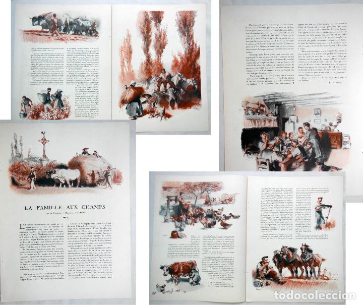 Collezionismo di Riviste e Giornali: Art&iacute;culo Revista L'Illustration : LA FAMILLE AUX CHAMPS. LA VARENDE, A BRENET (Illustrations)