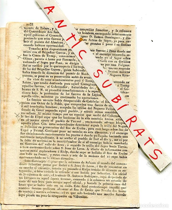 Collectionnisme de Revues et Journaux: DIARIO BARCELONA 1835 PRIMERA GUERRA CARLISTA ROS DE EROLES ORTEU GERRI SEU D' URGELL TUIXENT SORT