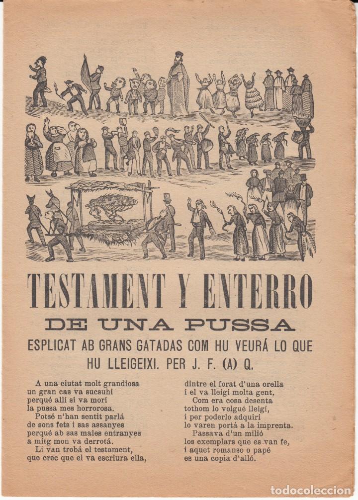 Coleccionismo de Revistas y Peri&oacute;dicos: SIGLO XIX TESTAMENT I ENTERRO DE UNA PUSSA IMP. LA FLECA - REUS