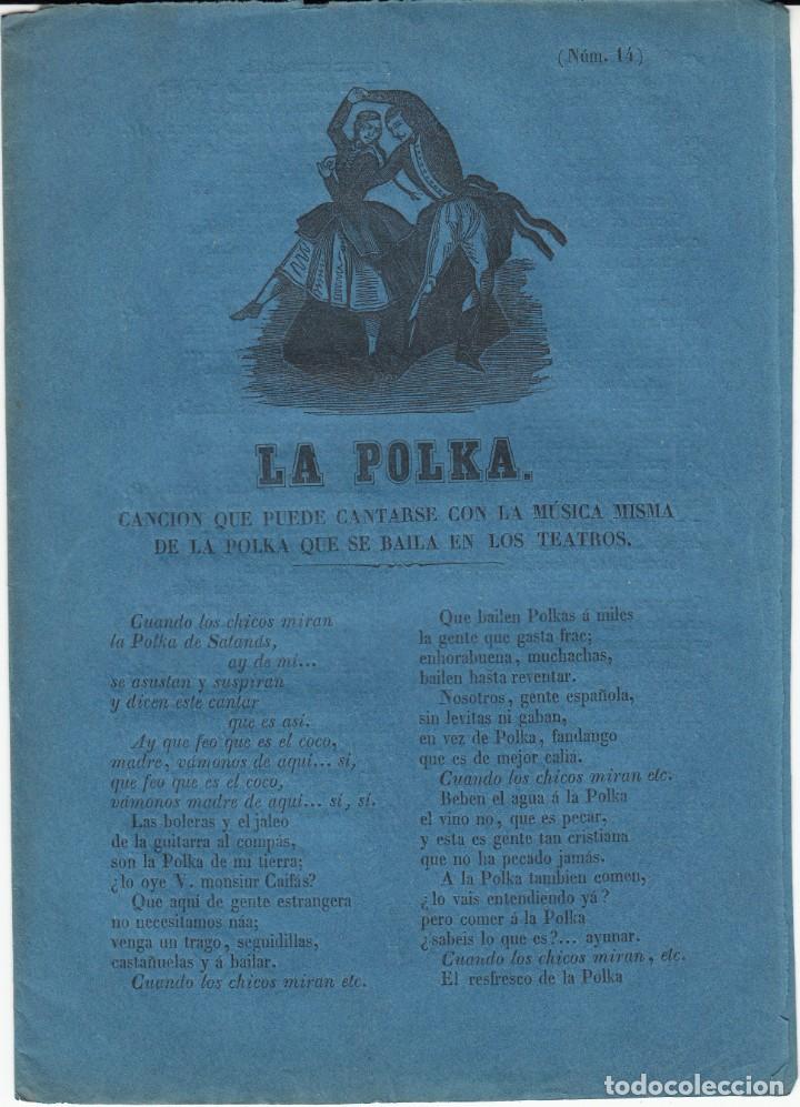 Coleccionismo de revistas y peri&oacute;dicos: PLIEGO DE CORDEL LA POLKA - IMPRENTA REGENERACION TIPOGRAFICA EN VALENCIA - 1857