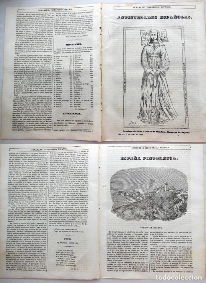 Collezionismo di Riviste e Giornali: SEMANARIO PINTORESCO ESPA&Ntilde;OL. n&ordm;1, 1844. Sepulcro Do&ntilde;a Aldonza de Mendoza, Villa de Espejo (Attubi)