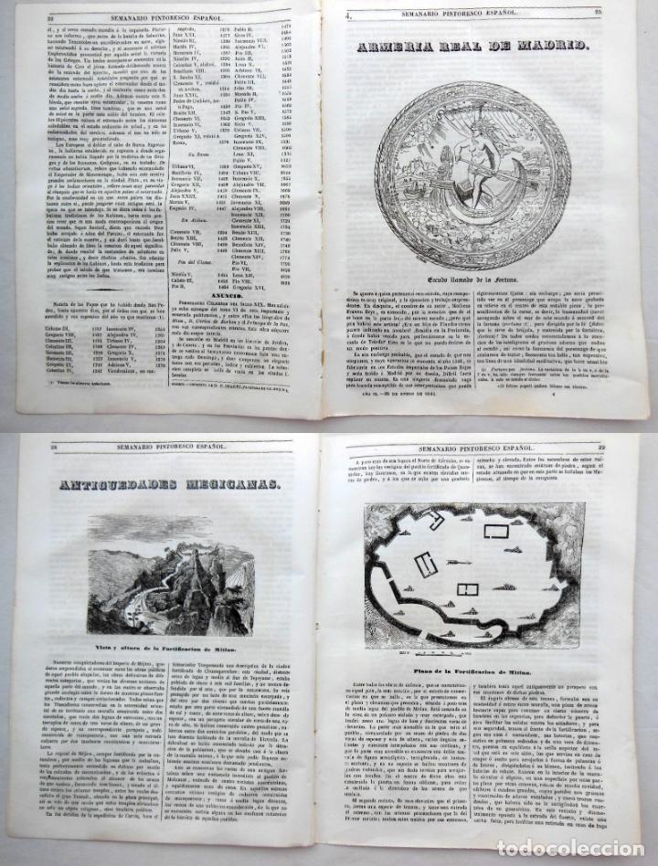 Collezionismo di Riviste e Giornali: SEMANARIO PINTORESCO ESPA&Ntilde;OL. n&ordm; 4, 1844. Escudo llamado de la Fortuna, Fortificaci&oacute;n de Mitlan