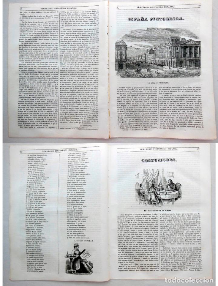 Collezionismo di Riviste e Giornali: SEMANARIO PINTORESCO ESPA&Ntilde;OL. n&ordm;5, 1844. Xilograf&iacute;as: La Lonja Barcelona, Mi noviciado en la Corte.