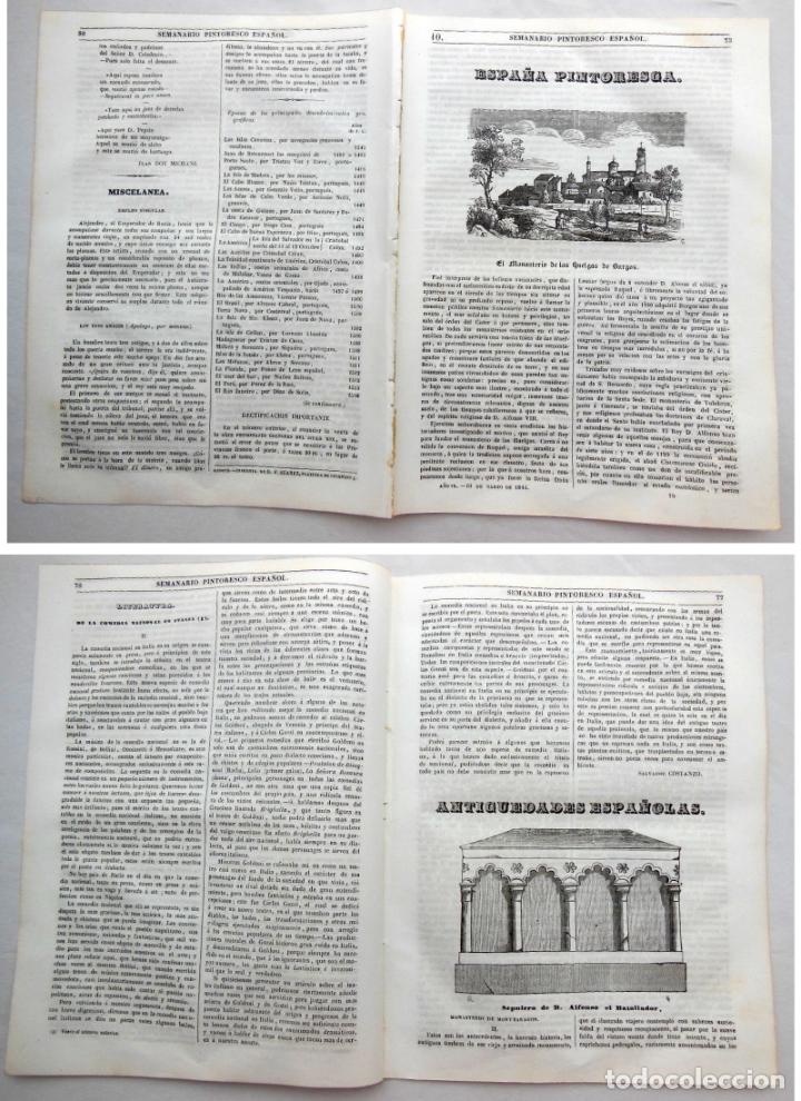 Collezionismo di Riviste e Giornali: SEMANARIO PINTORESCO ESPA&Ntilde;OL. n&ordm;10,1844. Monasterio Huelgas Burgos; Sepulcro Alfonso El Batallador