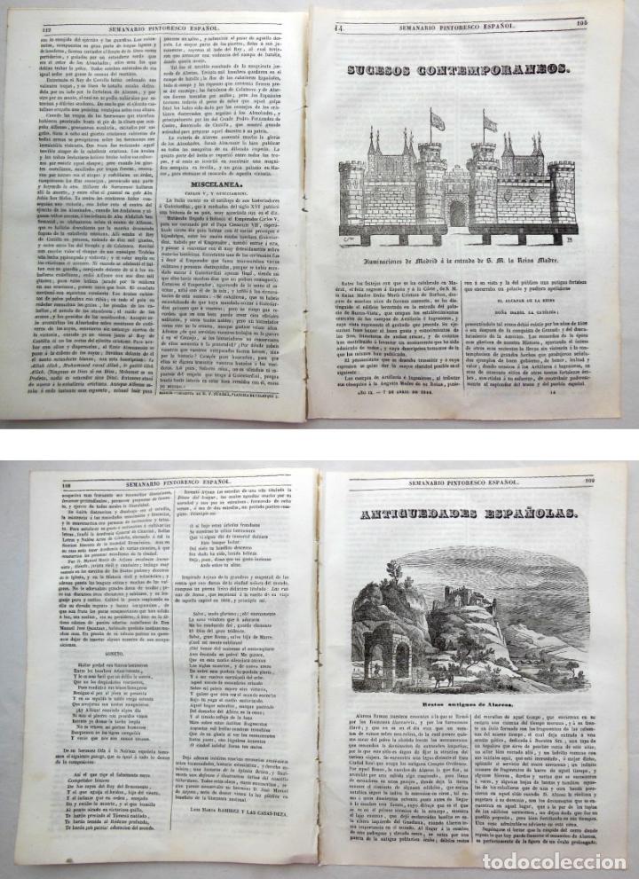 Colecionismo de Revistas e Jornais: SEMANARIO PINTORESCO ESPA&Ntilde;OL.N&ordm; 14, 1844. Iluminaciones de Madrid; Restos antiguos de Alarcos