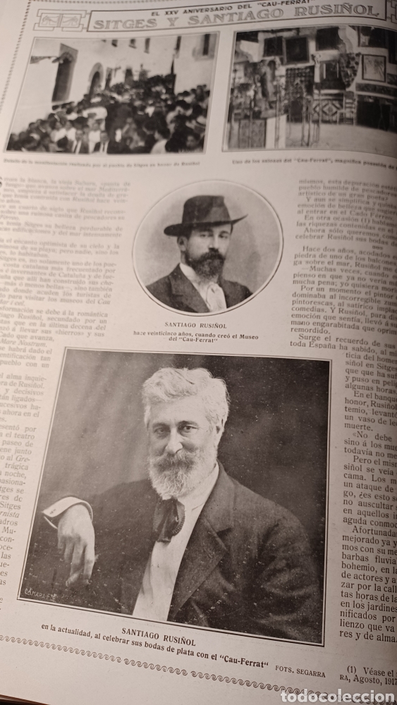 Coleccionismo de Revistas y Peri&oacute;dicos: SITGES Y SANTIAGO RUSI&Ntilde;OL . EL XXV ANIVERSARIO DEL CAU-FERRAT. HOJA A&Ntilde;O 1918