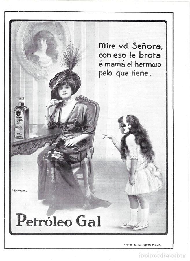 Collectionnisme de Revues et Journaux: 1913 HOJA REVISTA PUBLICIDAD ANUNCIO PERFUMER&Iacute;A PETROLEO GAL CUIDADO DEL CABELLO - DAMA Y NI&Ntilde;A