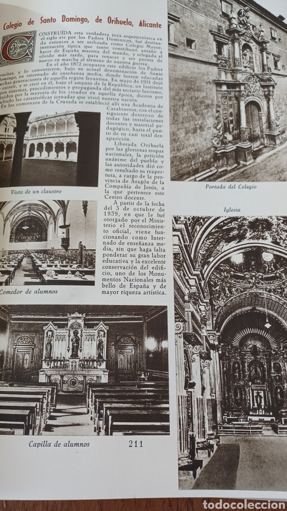 Colecionismo de Revistas e Jornais: COLEGIO DE SANTO DOMINGO , DE ORIHUELA , ALICANTE . 5 FOTOS . A&Ntilde;OS 40 .
